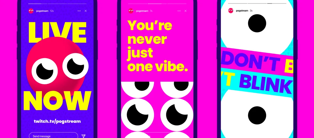 Three POG story templates on phones